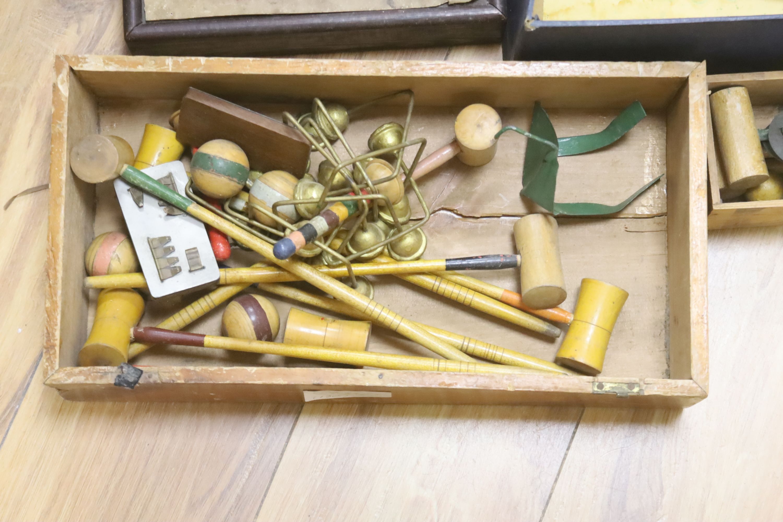 A Jaques Electrolette, two table croquet sets, an adaptable crossword puzzle